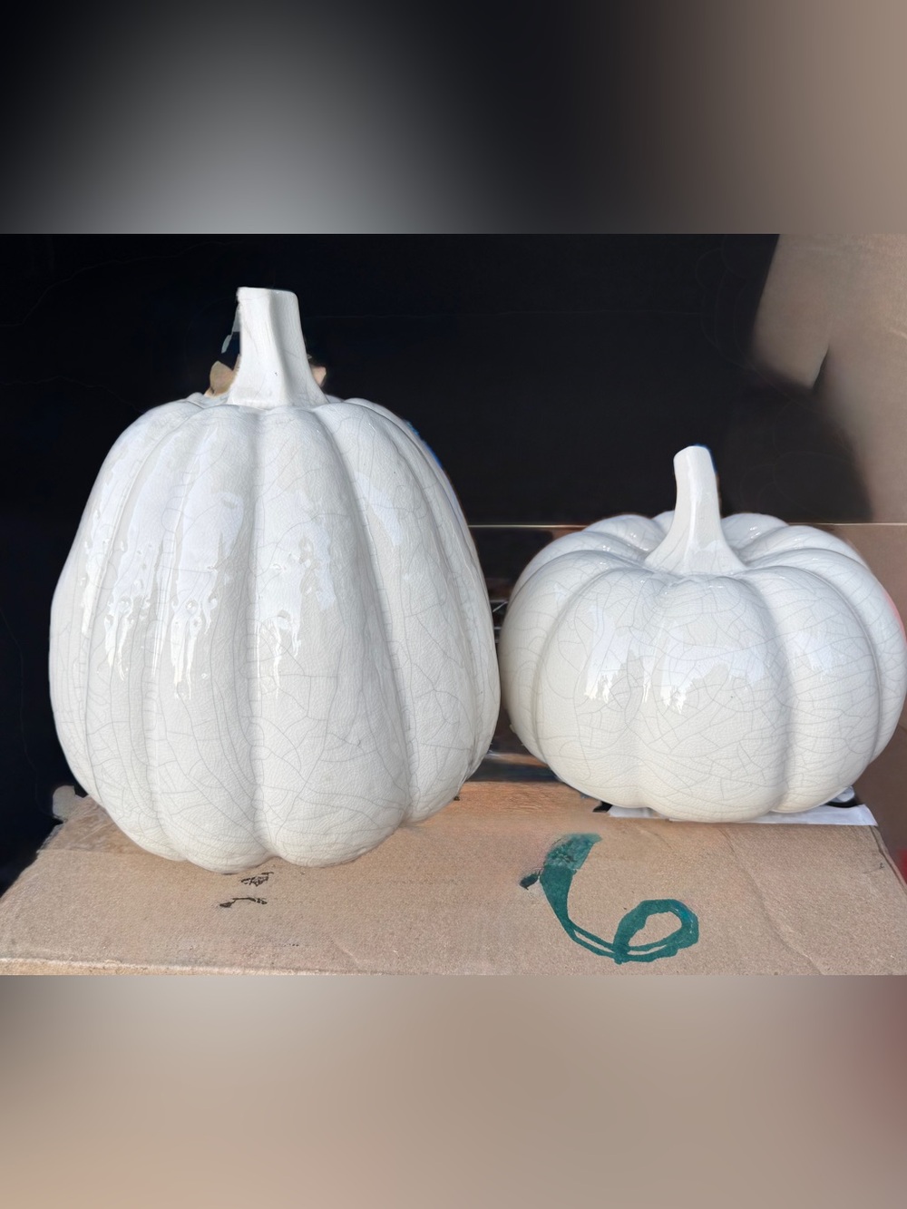 White Ceramic Pumpkin Décor - Home Accents